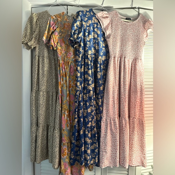 Bundle of 4 Floral and Leopard Print Midi Dresses - Picture 1 of 12